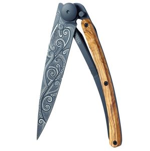 Kapesní nůž Deejo 1GB141 Black tattoo 37g, olive wood, pacific