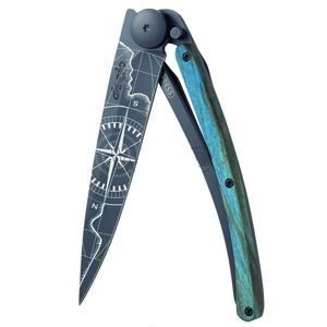 Kapesní nůž Deejo 1GB144 Black tattoo 37g, blue beech, Terra incognita