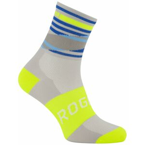 Designové funkční ponožky Rogelli STRIPE, šedo-modro-reflexní žluté 007.204 L (40-43)