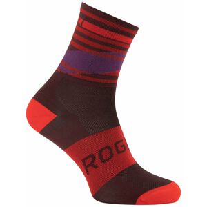 Designové funkční ponožky Rogelli STRIPE, červeno-vínovo-fialové 007.206 L (40-43)