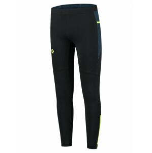 Pánské zateplené běžecké kalhoty černá-tmavě modrá-reflexní žlutá ROG351101