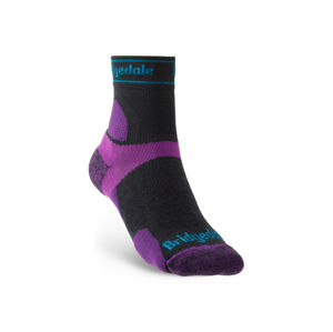 Ponožky Bridgedale TRAIL RUN UL T2 MS 3/4 CREW WOMEN'S Charcoal/Purple/260 L (7-8,5)
