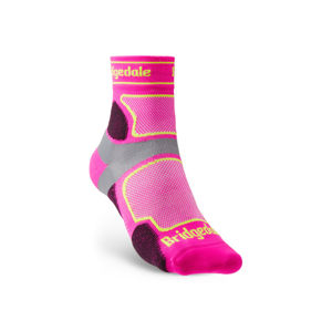 Ponožky Bridgedale TRAIL RUN UL T2 CS 3/4 CREW WOMEN'S Pink/305 S (3-4,5)