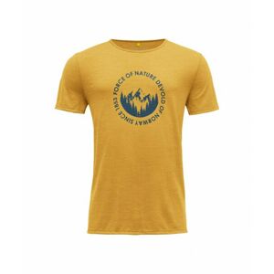 Pánské vlněné tričko s krátkým rukávem Devold Leira GO 293 280 O 058A žlutá