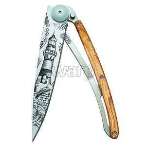 Kapesní nůž Deejo 1CB060 Tattoo 37g, Olive wood Light house