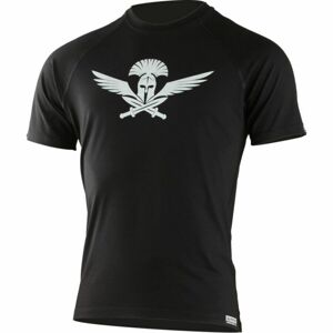 Pánské merino triko Lasting s tiskem Warrior černé